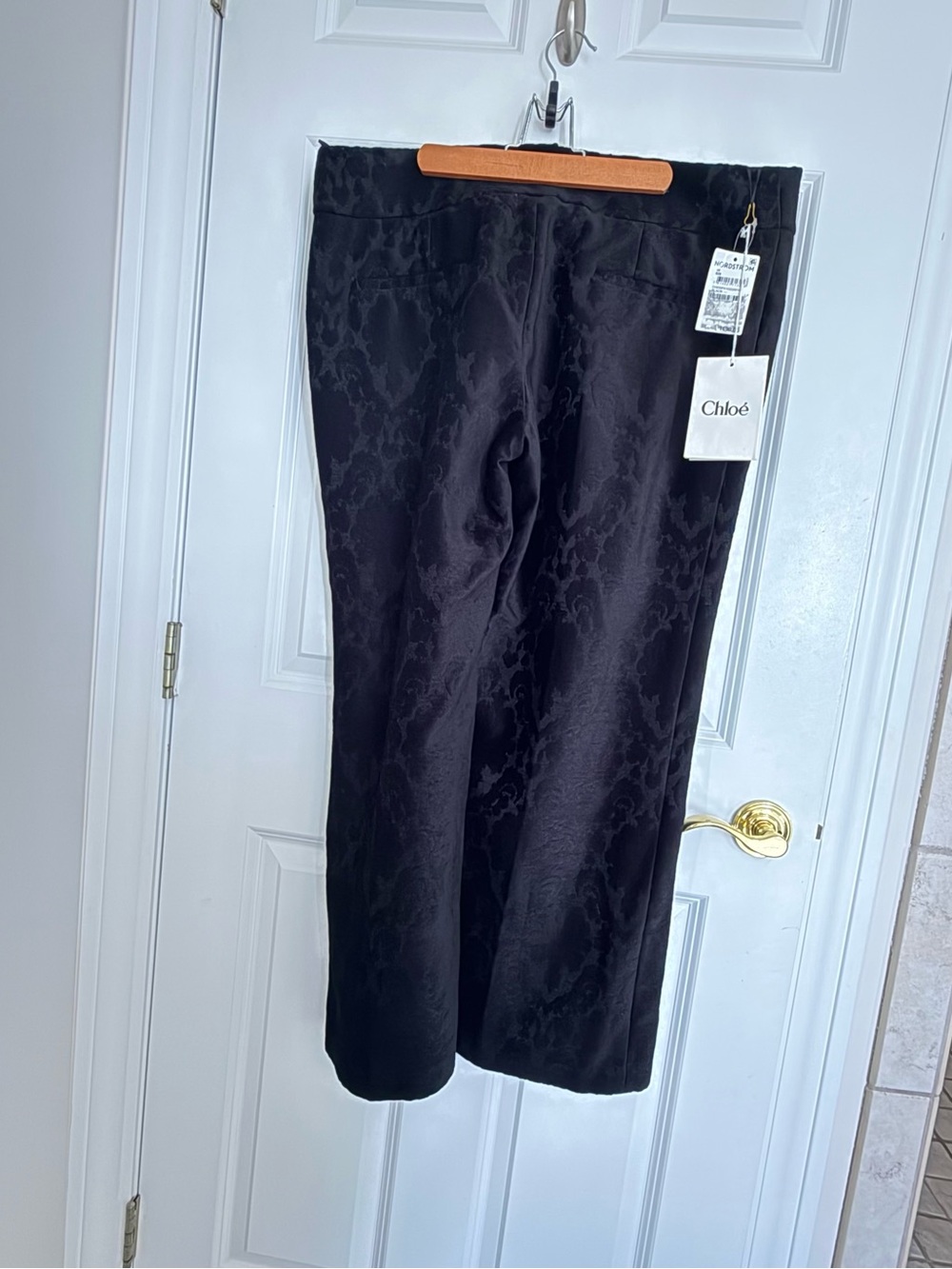 Chloé Black Wide-Leg Jacquard Pants